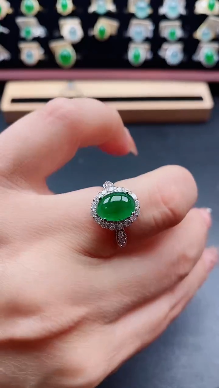 银S925镶嵌戒指翡翠1