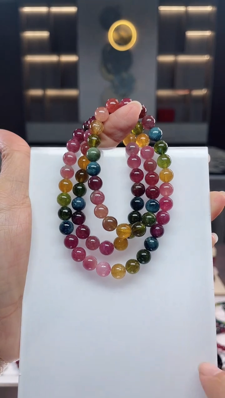 未镶嵌老矿碧玺三圈手串7mm+碧玺（多样性发一条）Q