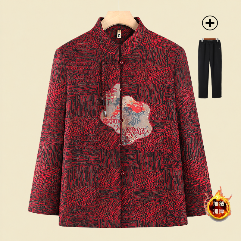 盘扣上衣中老年人奶奶衣服老年人秋装女外套新中式国风妈妈装开衫