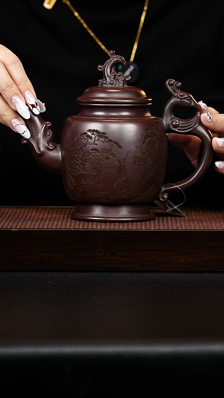 茶壶紫砂龙凤呈祥 铁血红砂 高运 600c