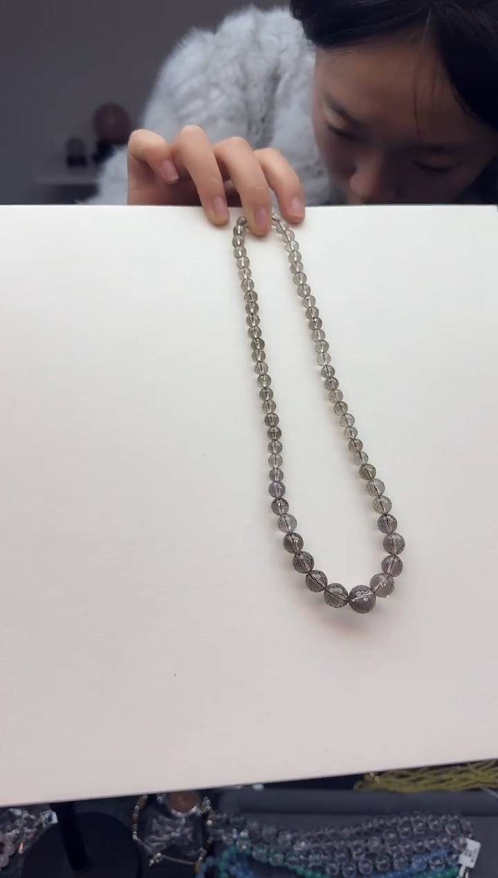 项链未镶嵌水晶天然茶水刻面项链