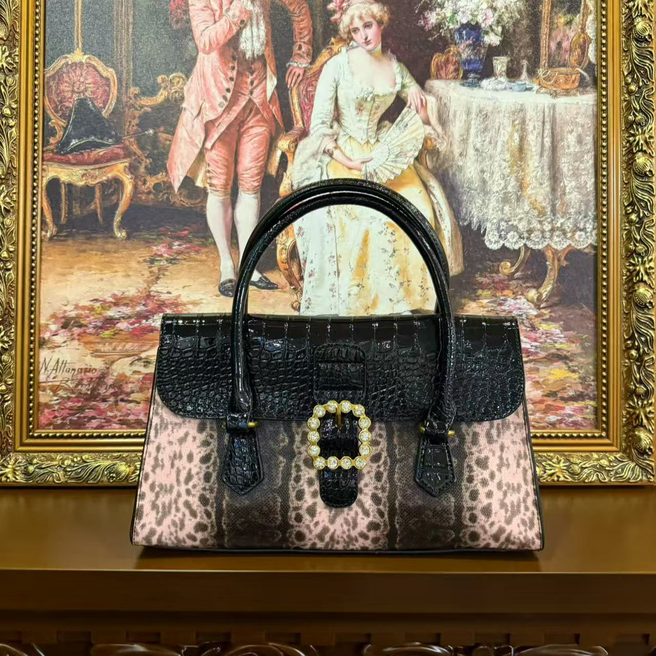 2025新款粉色方扣手提包（9615粉色）-005