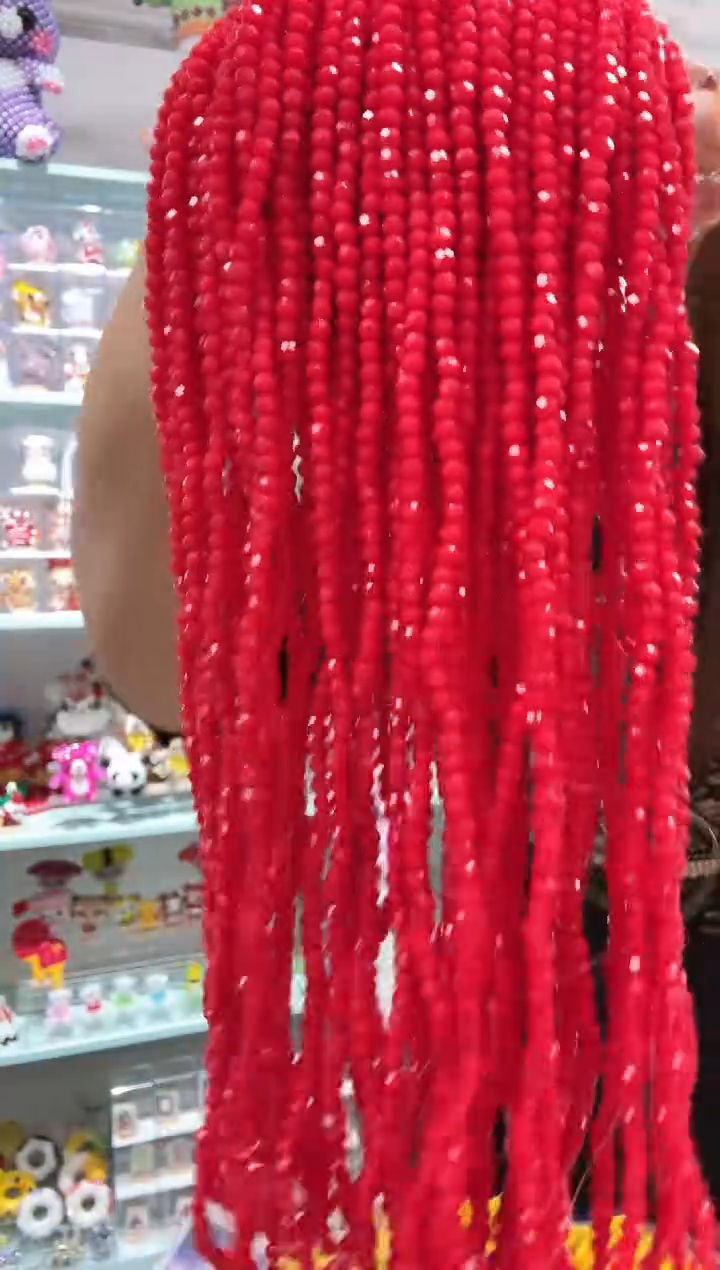 玻璃06128卡6水晶扁10条本色瓷红色