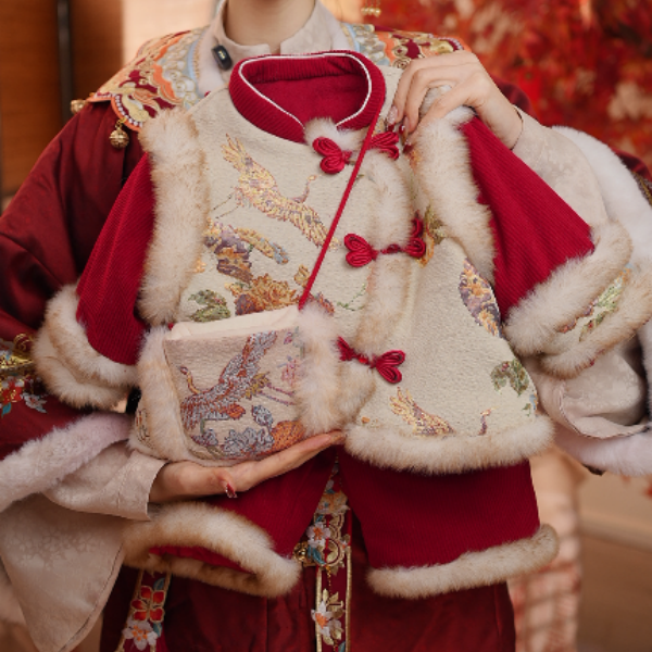 女童装汉服冬装套装儿童加厚加绒喜庆红色中国风冬季女宝宝拜年服