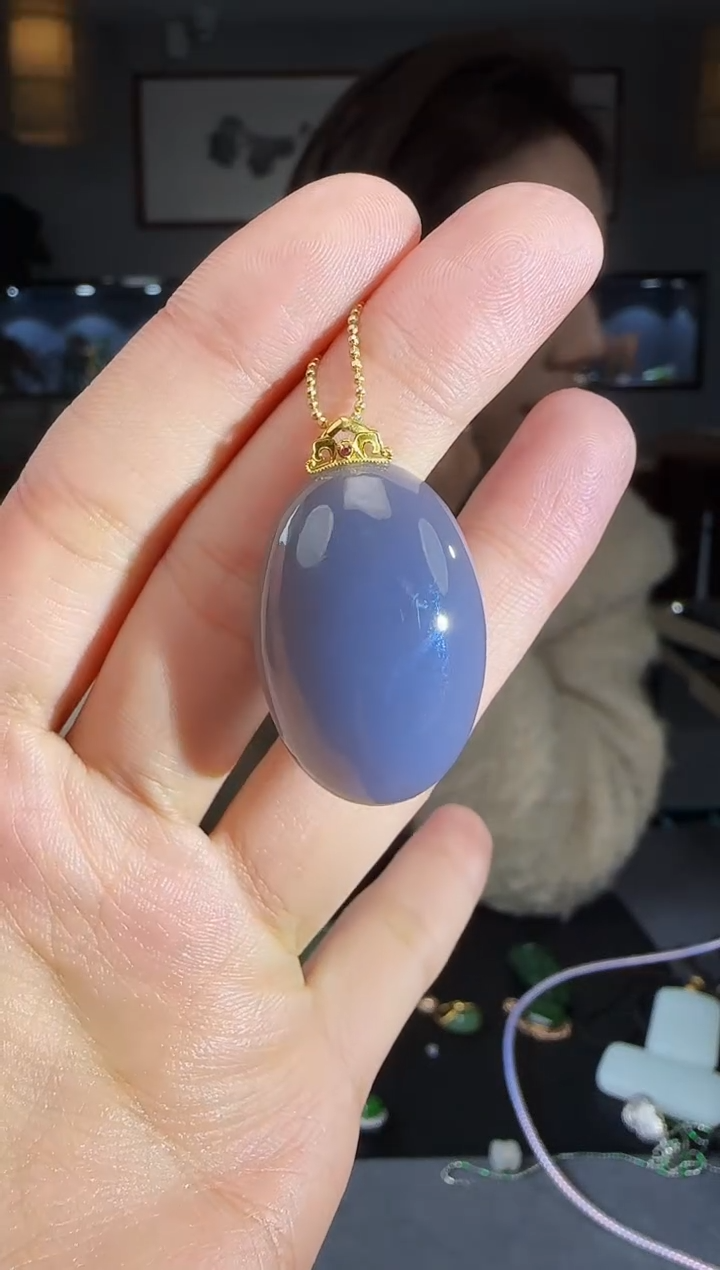 【闪购商品】和田玉吊坠(不含链)18K金镶嵌1