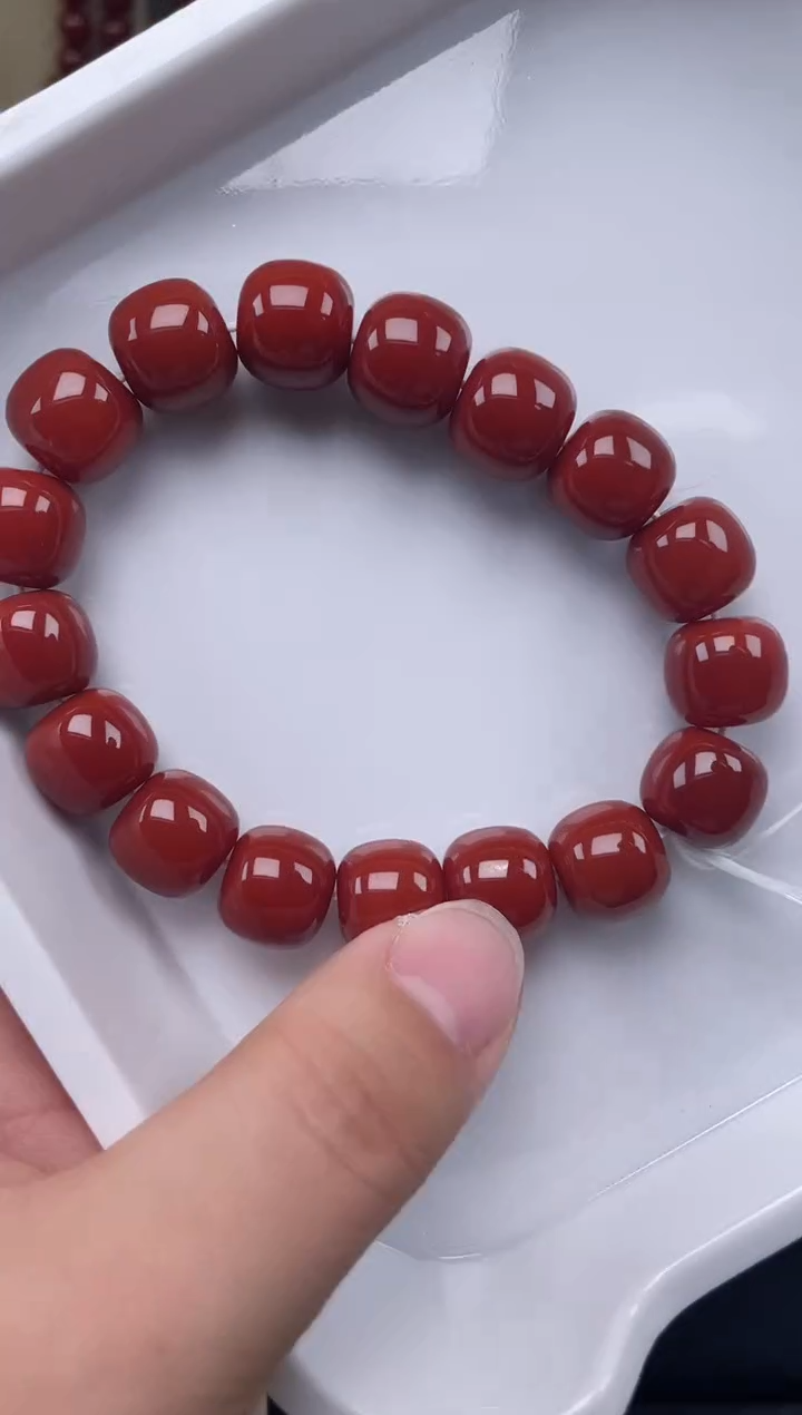 未镶嵌南红玛瑙珠宝半成品13mm老型手串柿子红