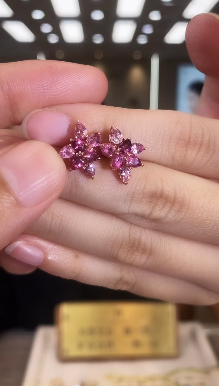 银S925镶嵌耳饰碧玺09