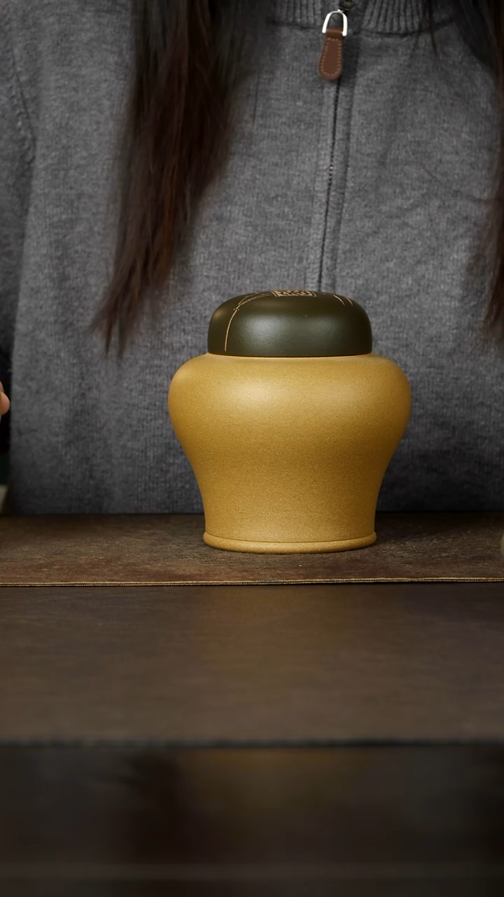 茶杯紫砂杯研所专属 平安将军罐 盖面粉绿泥 段泥150g左右