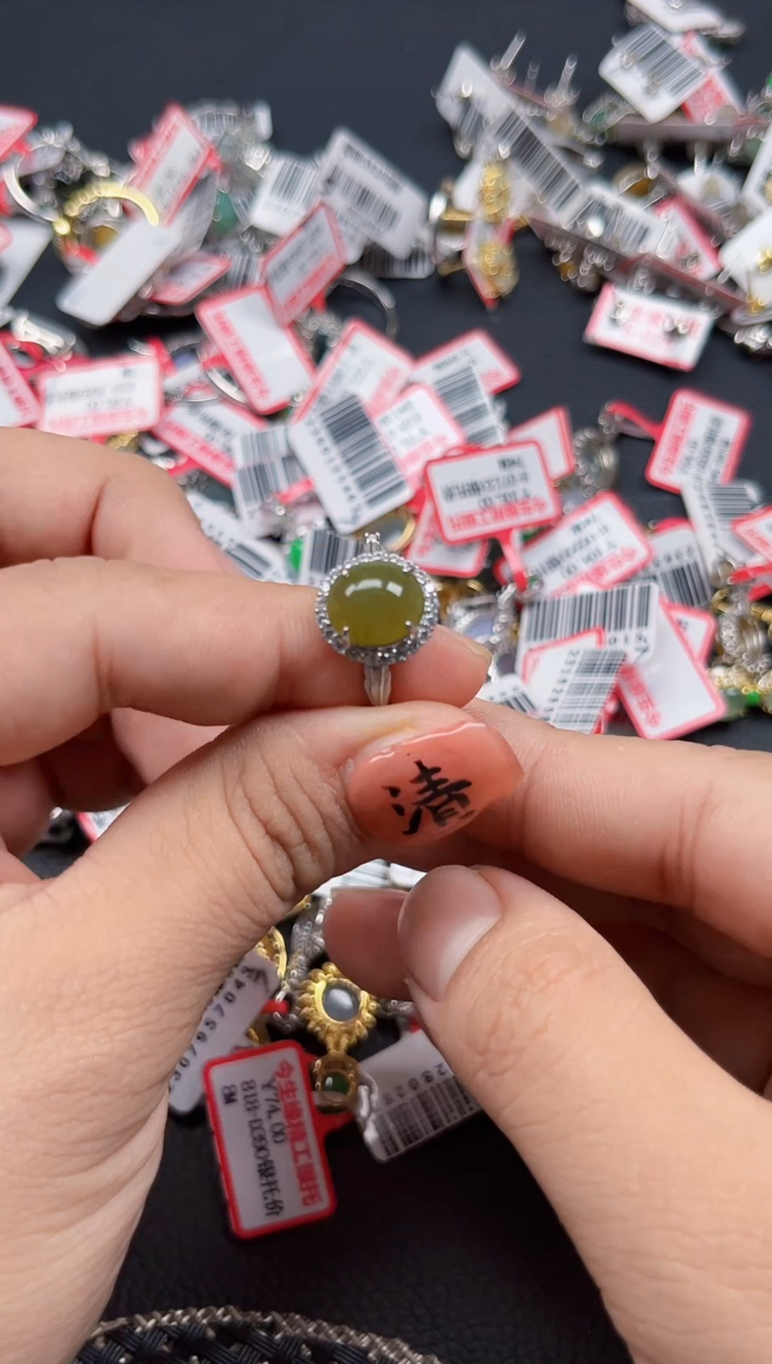 银S925镶嵌戒指翡翠天然A货缅甸翡翠