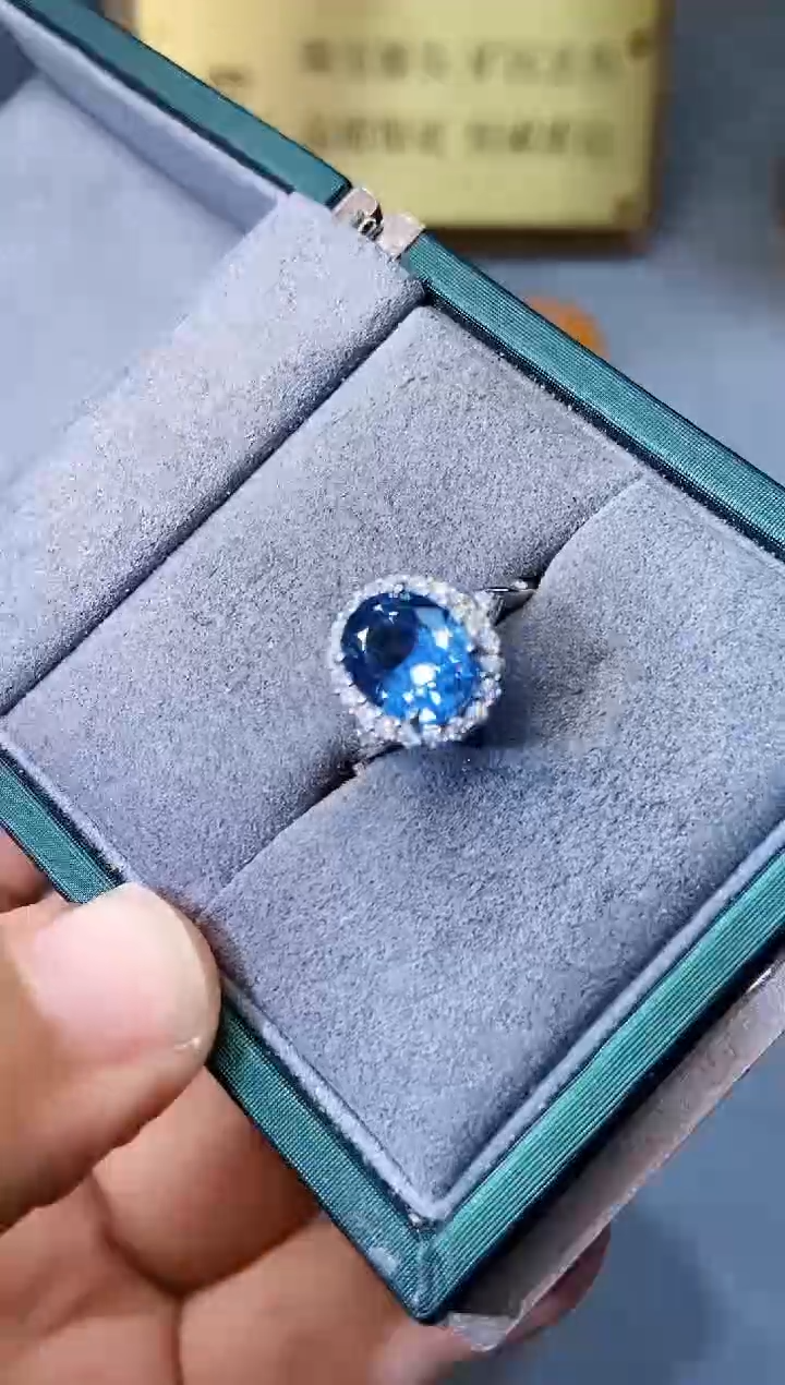 【闪购商品】海蓝宝石戒指银S925镶嵌3544