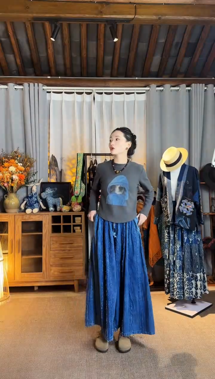 【闪购商品】设计师款素色条纹阔腿裤