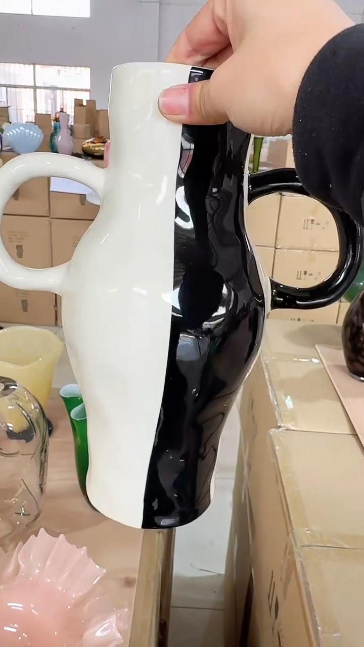 【闪购商品】玻璃黑白陶瓷双耳