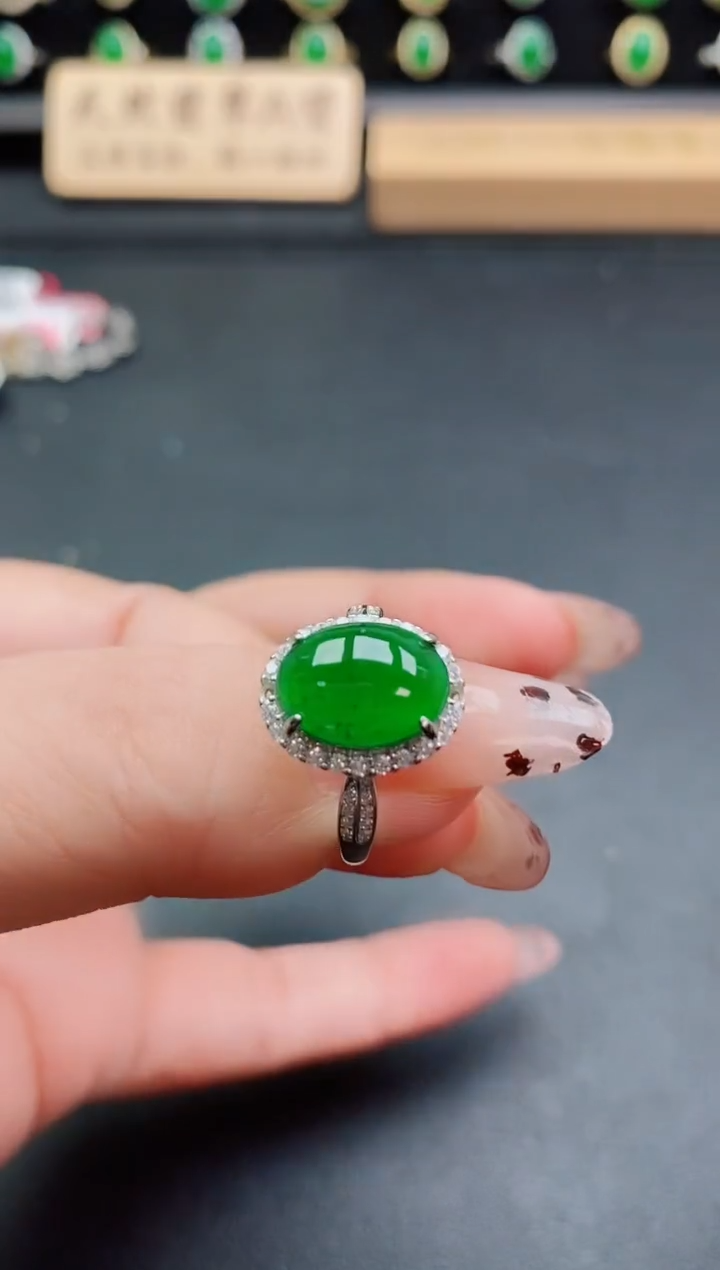 银S925镶嵌戒指翡翠1