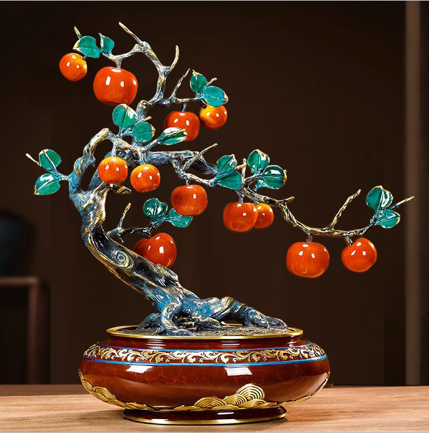 全铜苹果摆件高端新中式创意客厅玄关办公室桌面摆设装饰乔迁礼品