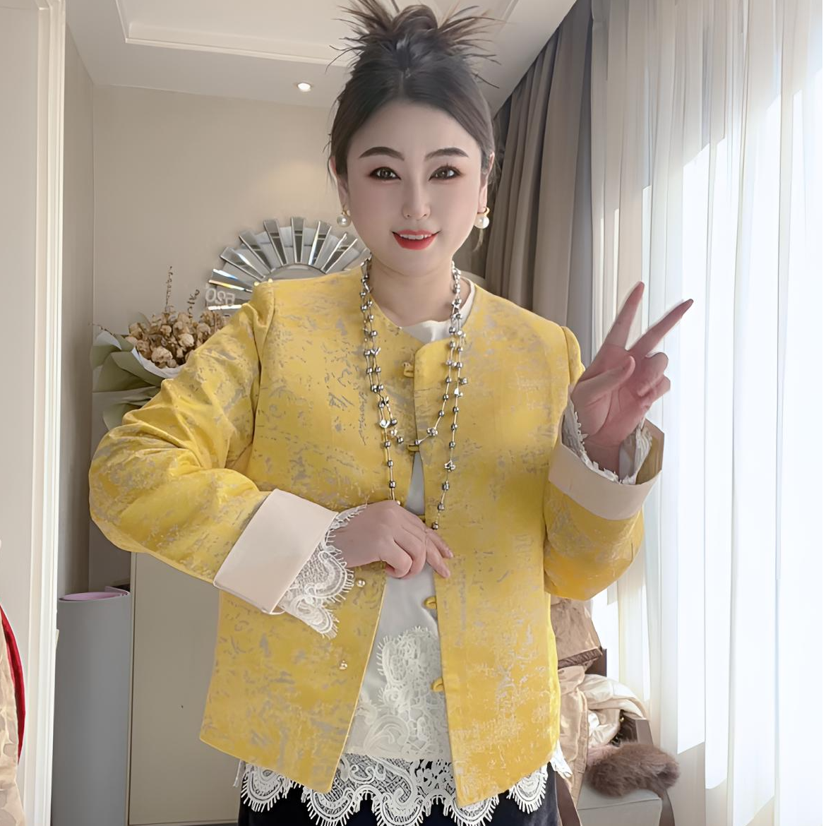 【大盼服饰】25年新款精致减龄显瘦新中式国风优雅春装外套短款