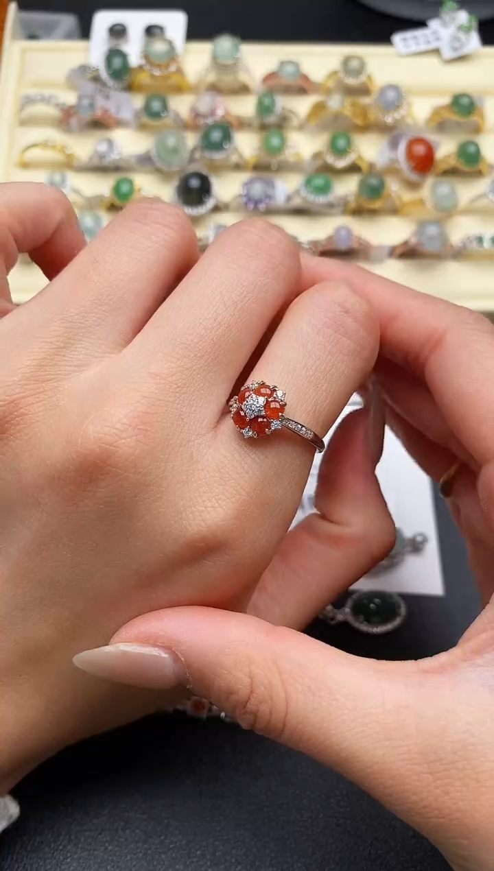 【闪购商品】翡翠戒指银S925镶嵌333333333+9