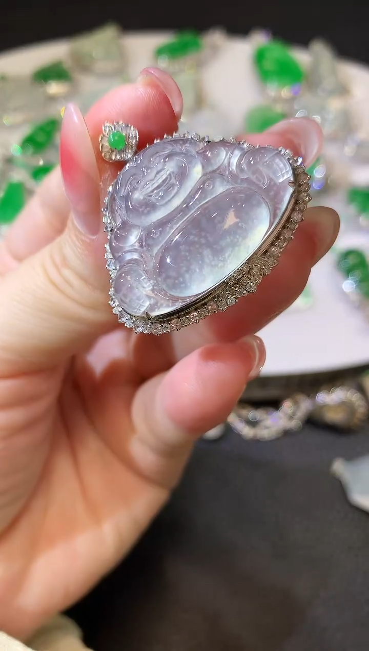 【闪购商品】翡翠吊坠(不含链)18K金镶嵌A157 