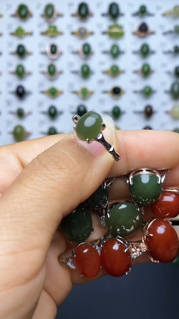 【闪购商品】和田玉戒指银S925镶嵌1