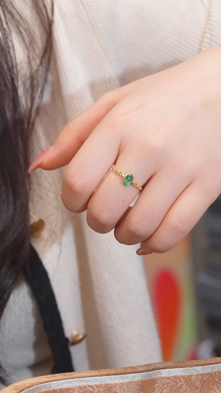 【闪购商品】祖母绿戒指18K金镶嵌（0.7ct）@@U7405