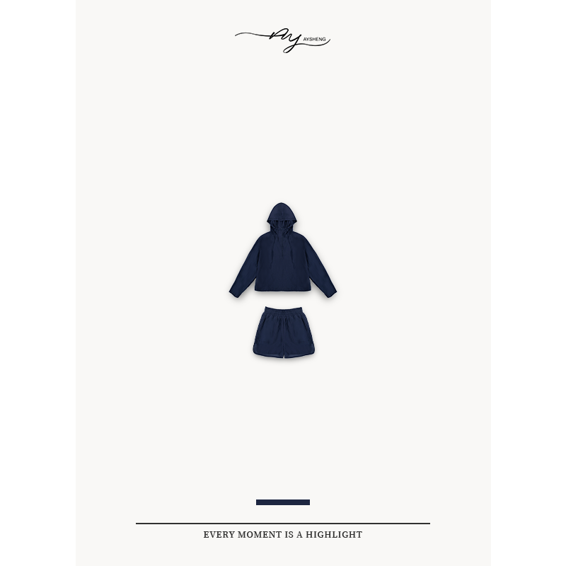 TXB 夏款长袖防晒套装连帽上衣+短裤1585