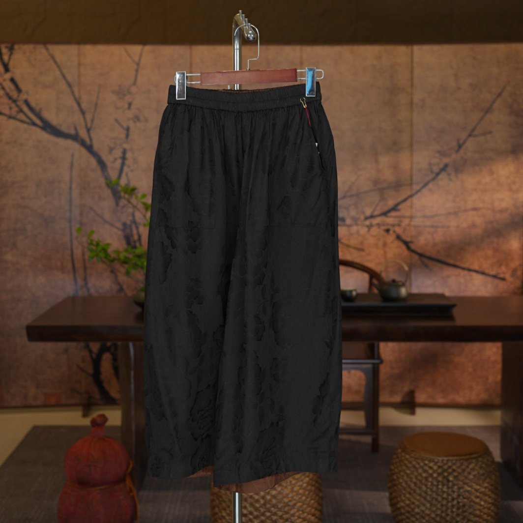 【露荷流荧花苞裤】双面穿新中式国风香云纱提花老料松紧腰老钱风