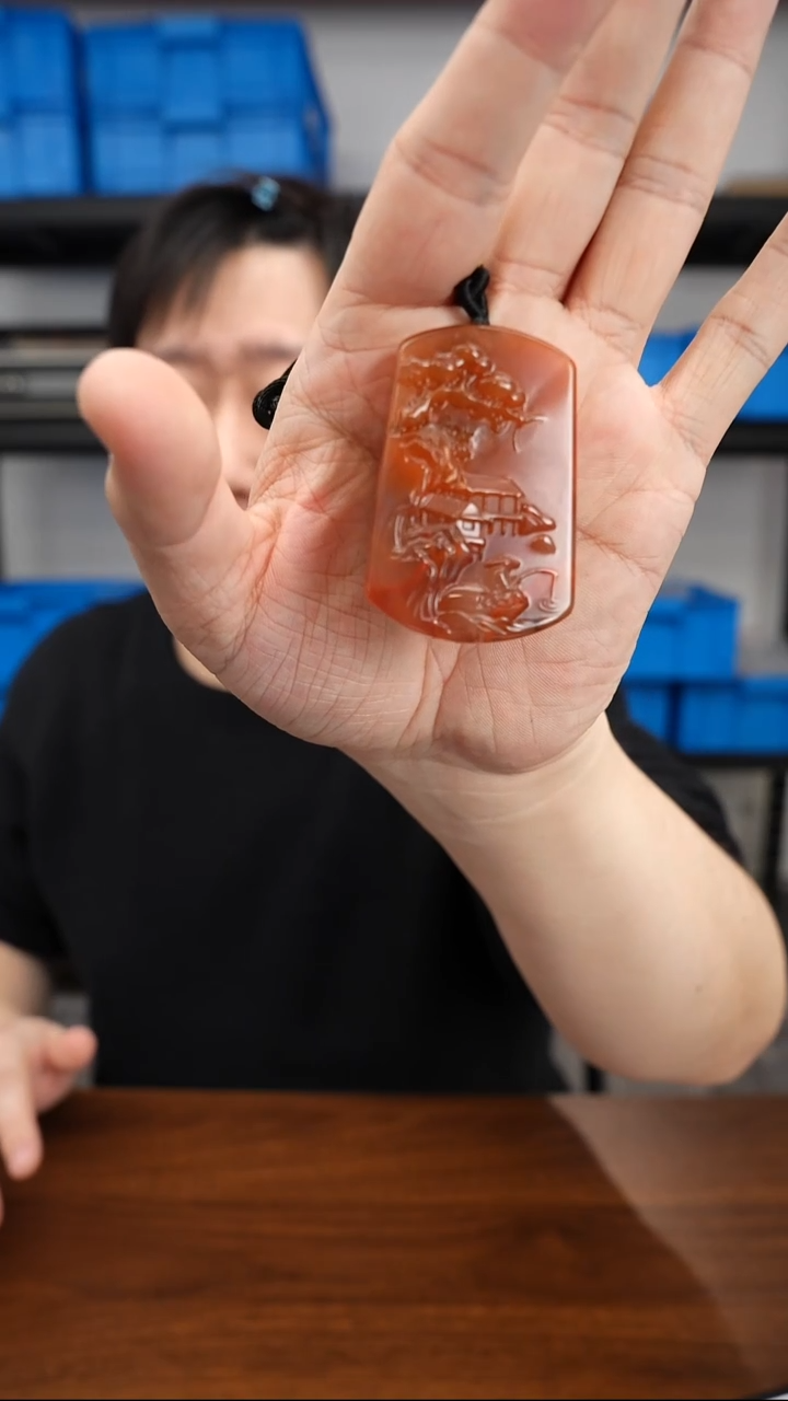 未镶嵌挂件南红玛瑙0102DL040山水牌