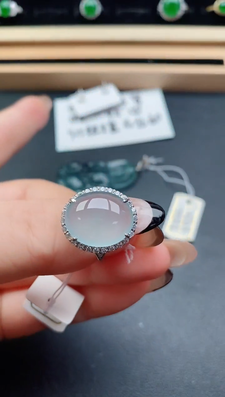 翡翠戒指银S925镶嵌8050