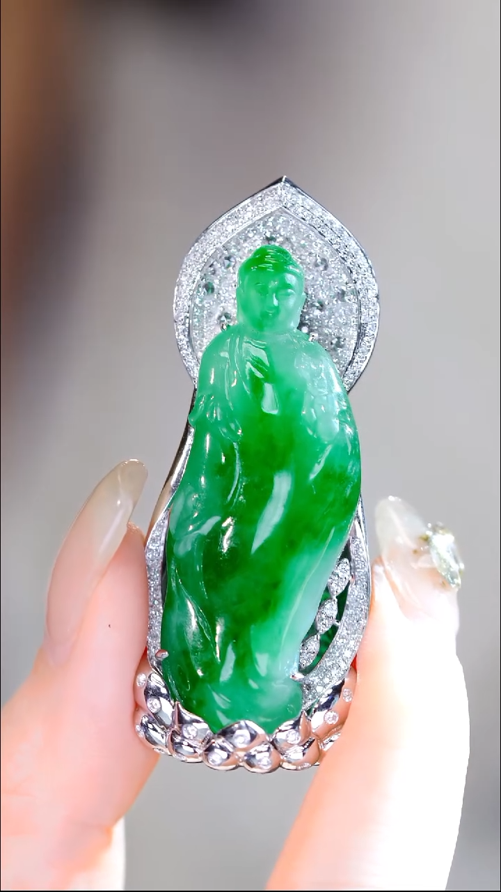 吊坠(不含链)18K金镶嵌翡翠3