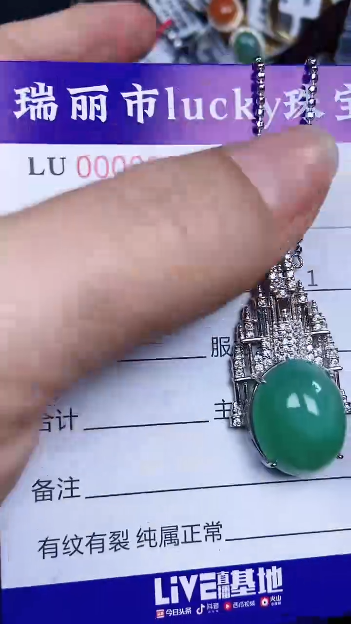 颈饰银S925镶嵌翡翠0888