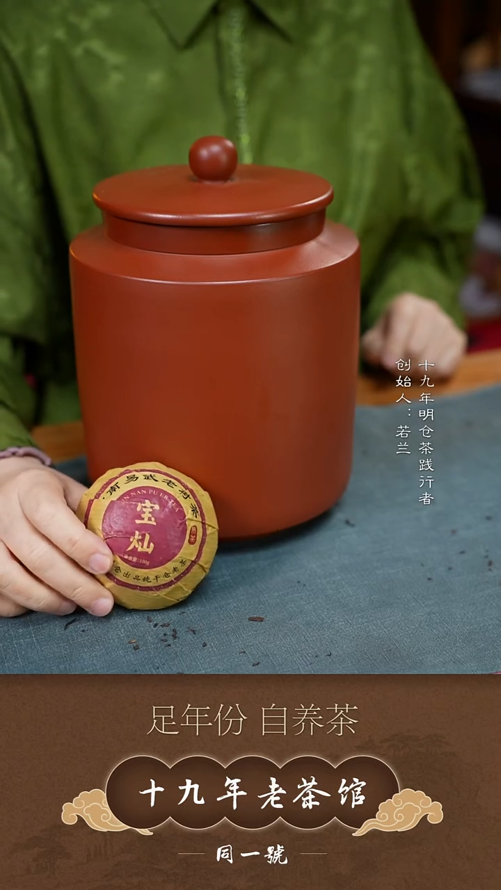 紫砂茶叶罐宜兴原矿紫砂存茶缸+10沱宝灿