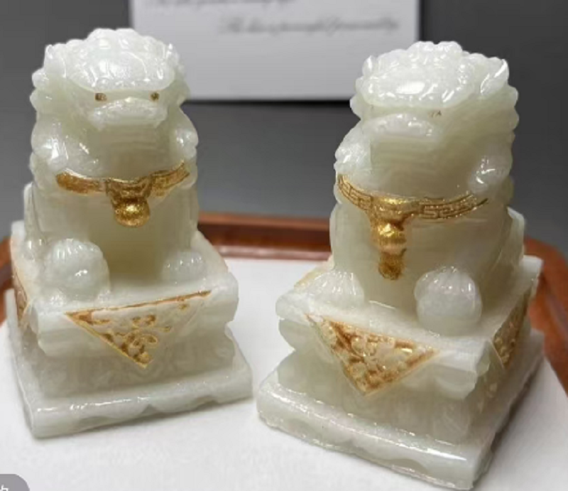 精美时尚狮子一对流水摆件 1201