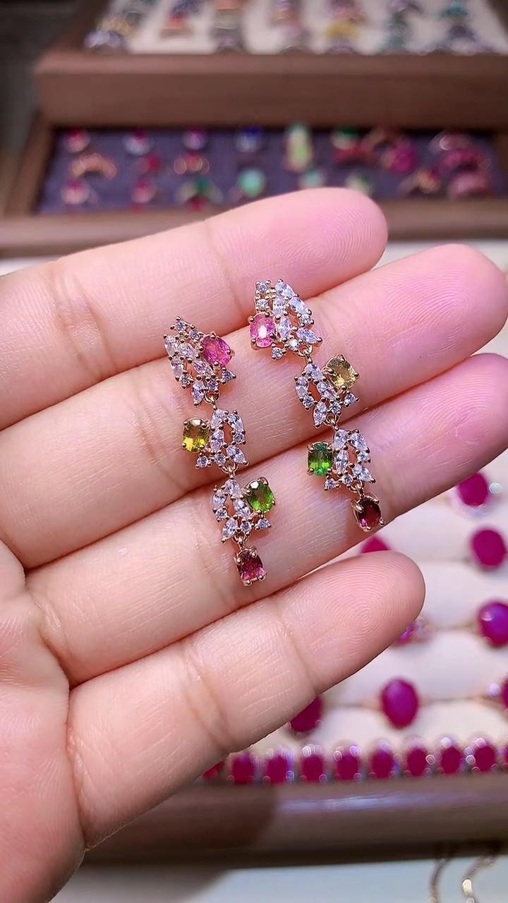 【闪购商品】碧玺耳饰银S925镶嵌0000