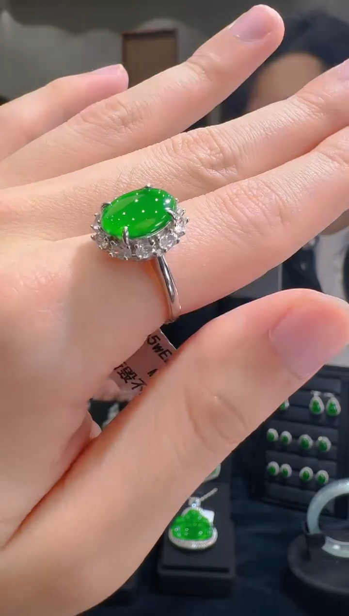【闪购商品】翡翠戒指银S925镶嵌天然翡翠A货多样性发一件