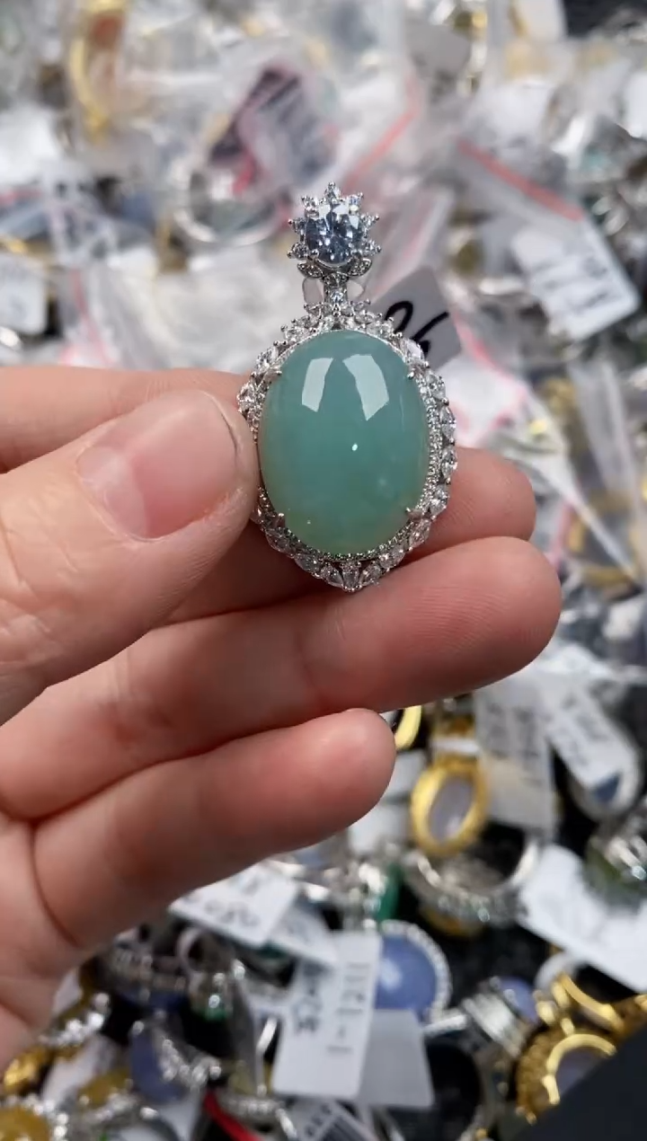 银S925镶嵌戒指翡翠444              7