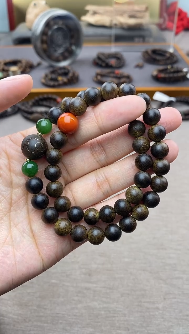 【闪购商品】沉香手串芽庄黄棋楠沉水老料0.8＋祥云1.2设计