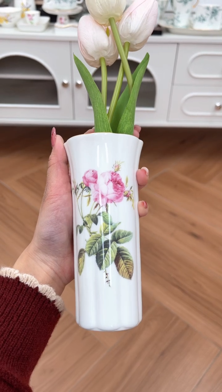 【闪购商品】碗玫瑰高骨骨瓷花瓶