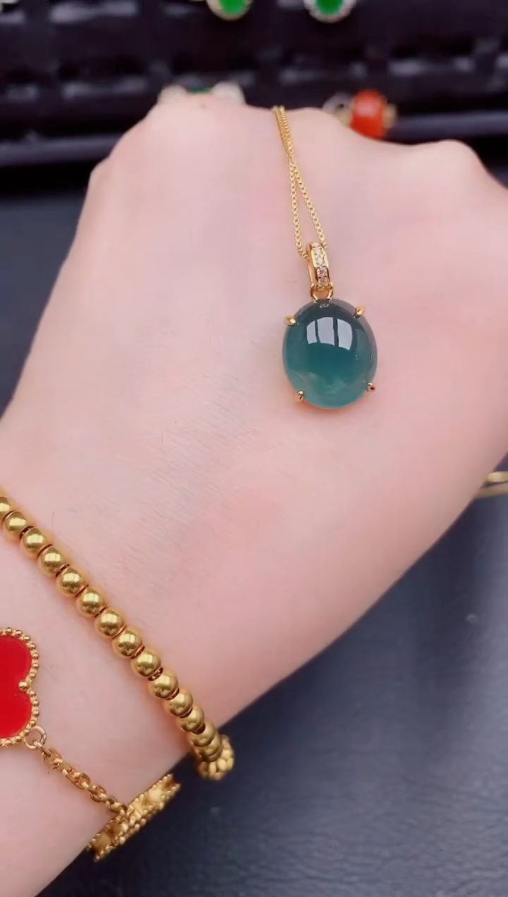 【闪购商品】翡翠颈饰银S925镶嵌天然a货翡翠498