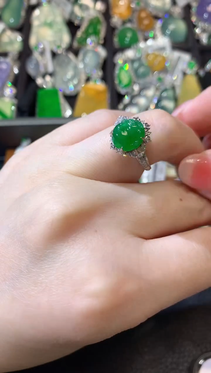 【闪购商品】翡翠戒指18K金镶嵌D15 翡翠