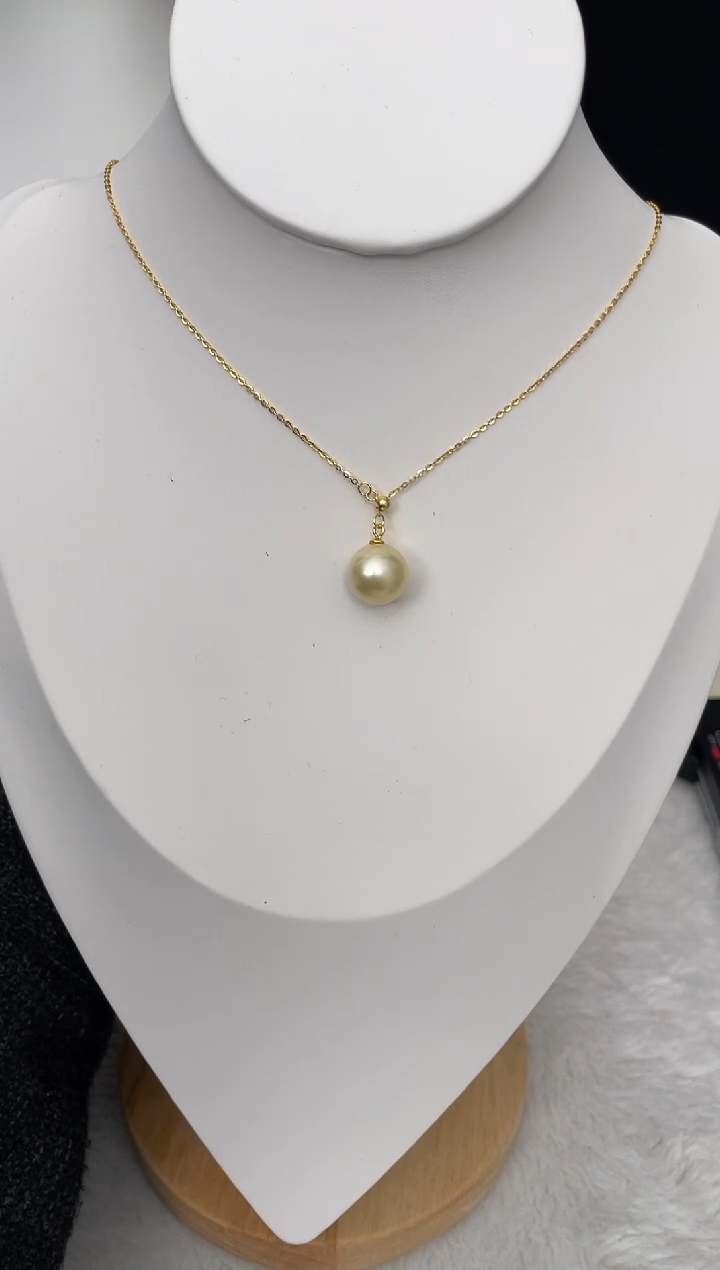 【闪购商品】海水珍珠吊坠(赠链)银S925镶嵌南洋金珠Y字链11-12mm