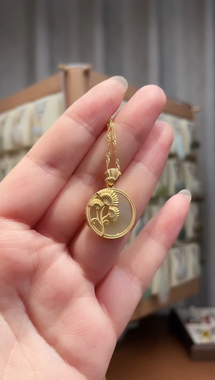 颈饰银S925镶嵌和田玉银镶和田玉吊坠（配银链）