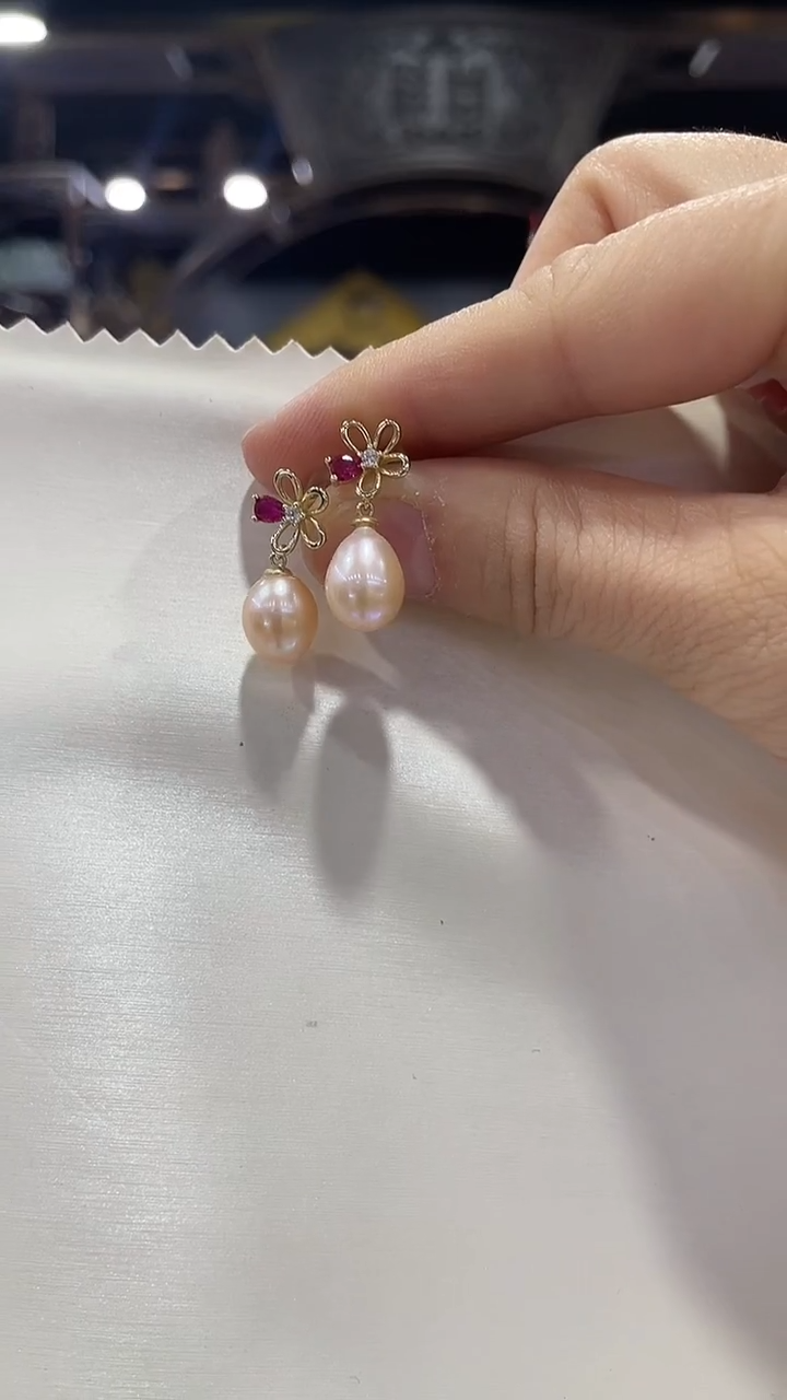 银S925镶嵌耳饰淡水珍珠3