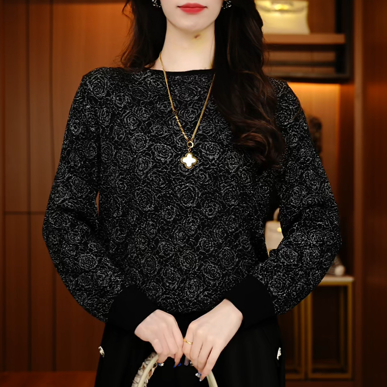D251003-秋冬新款抗起球高端显瘦减龄洋气宽松女士气质时尚