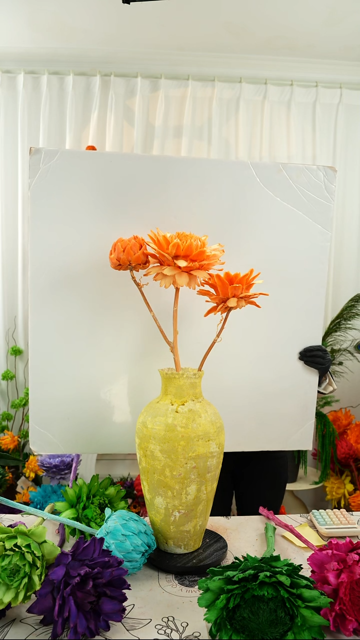 永生花洋蓟霸王花3个头叶片有伤【爱马仕橙】A19