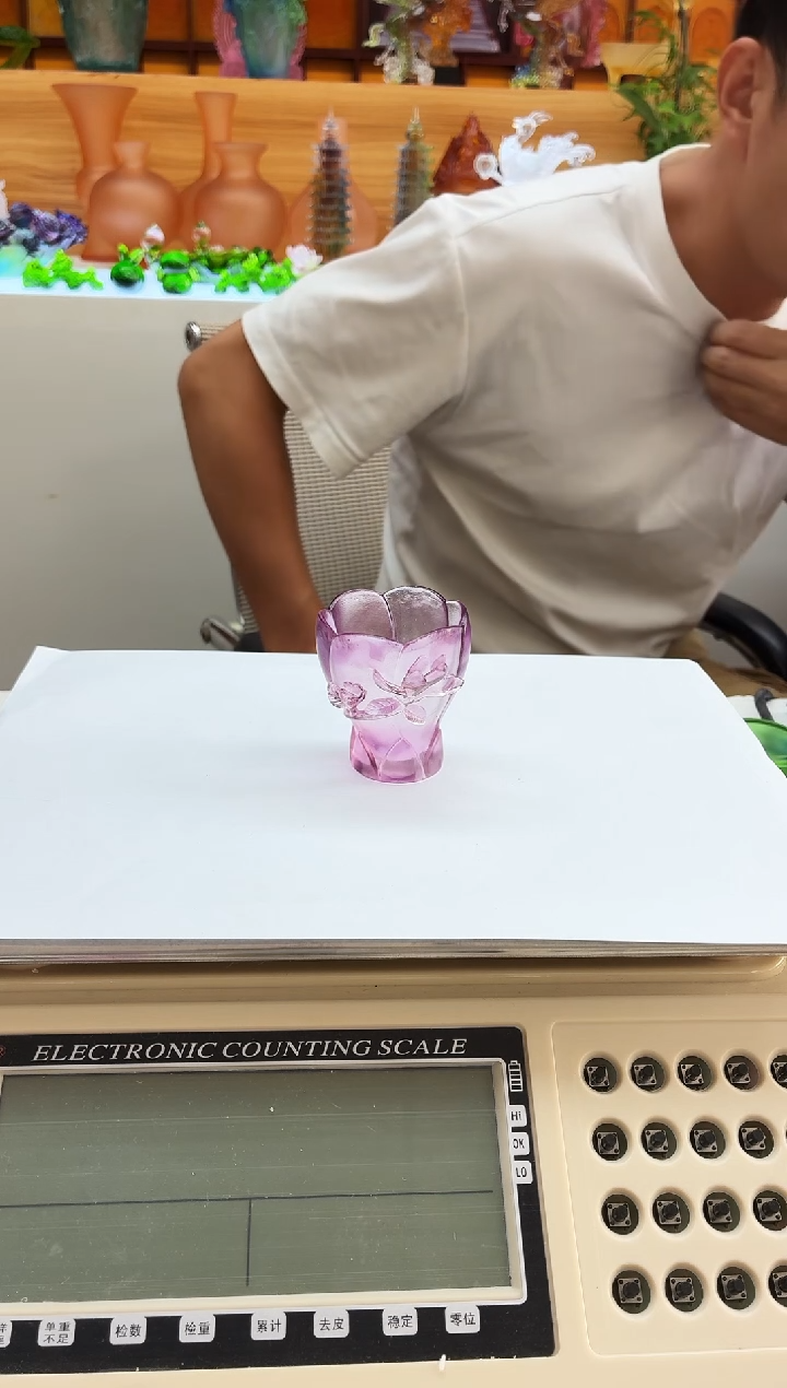 手工艺品琉璃粉色兰花杯