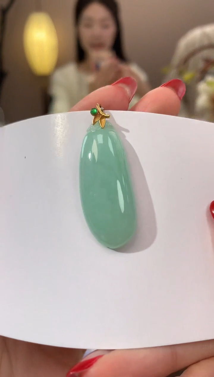 【闪购商品】翡翠颈饰18K金镶嵌天然缅甸a货翡翠