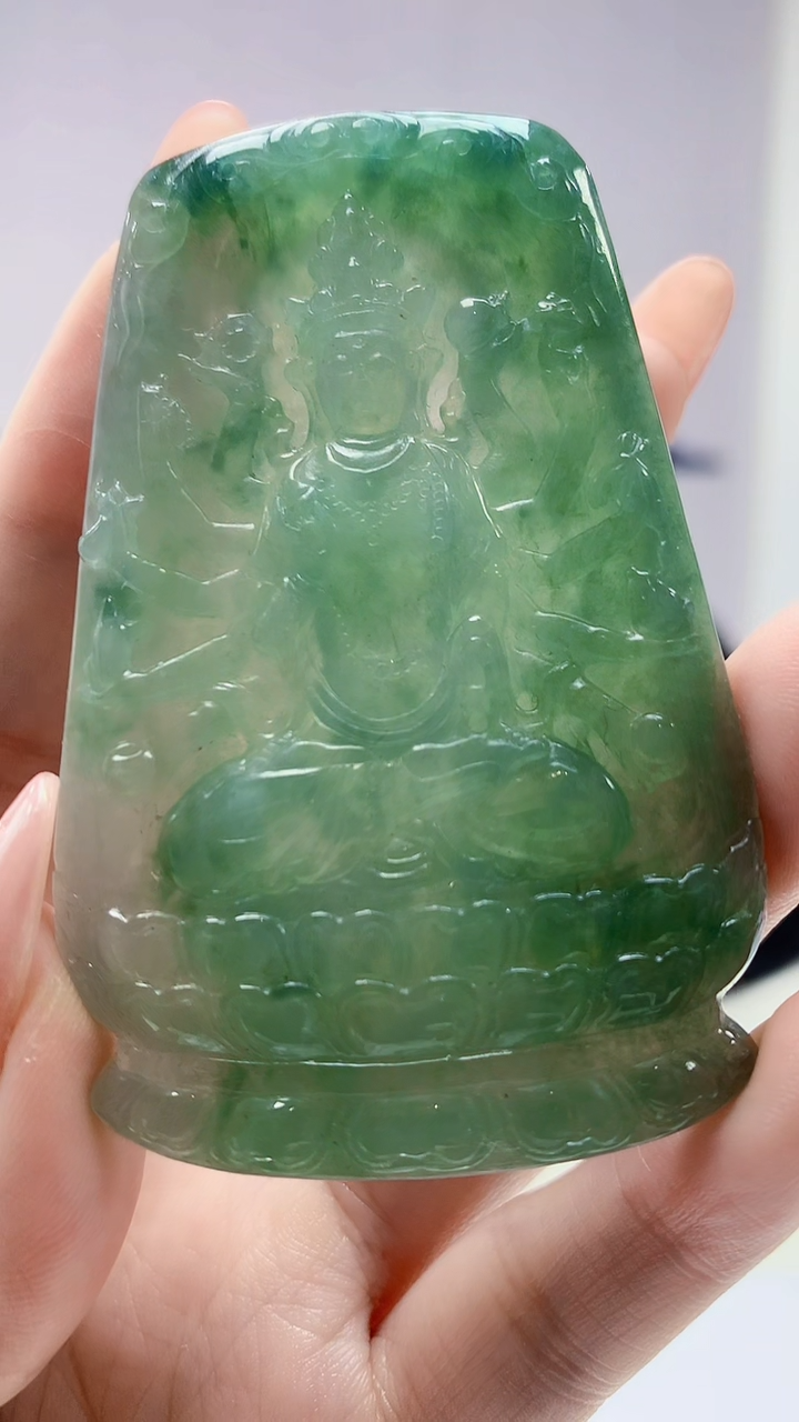 【闪购商品】定制翡翠未镶嵌4917DD-毛货挂件观音174