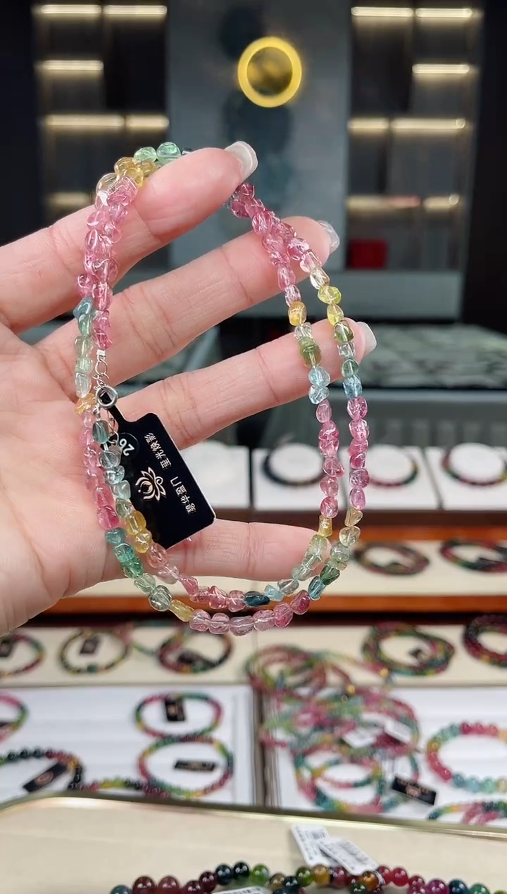 未镶嵌老矿碧玺三圈手串mm+碧玺多样性发一条T