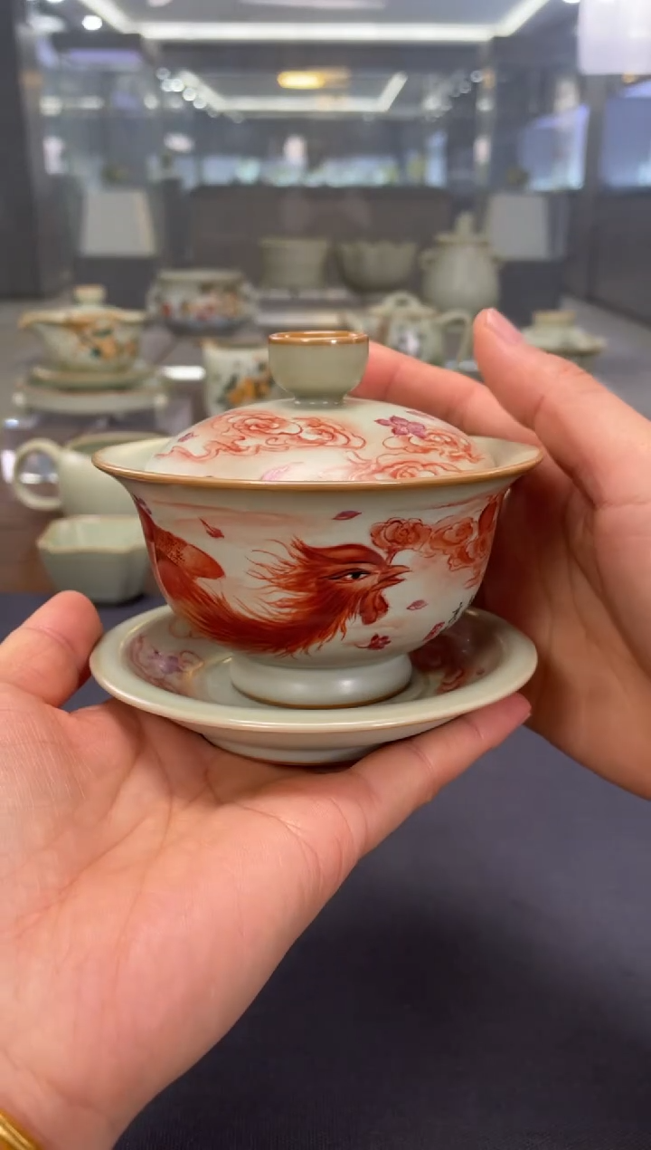 【闪购商品】周泽堂余秀华彩绘浩然大盖碗（凤凰）