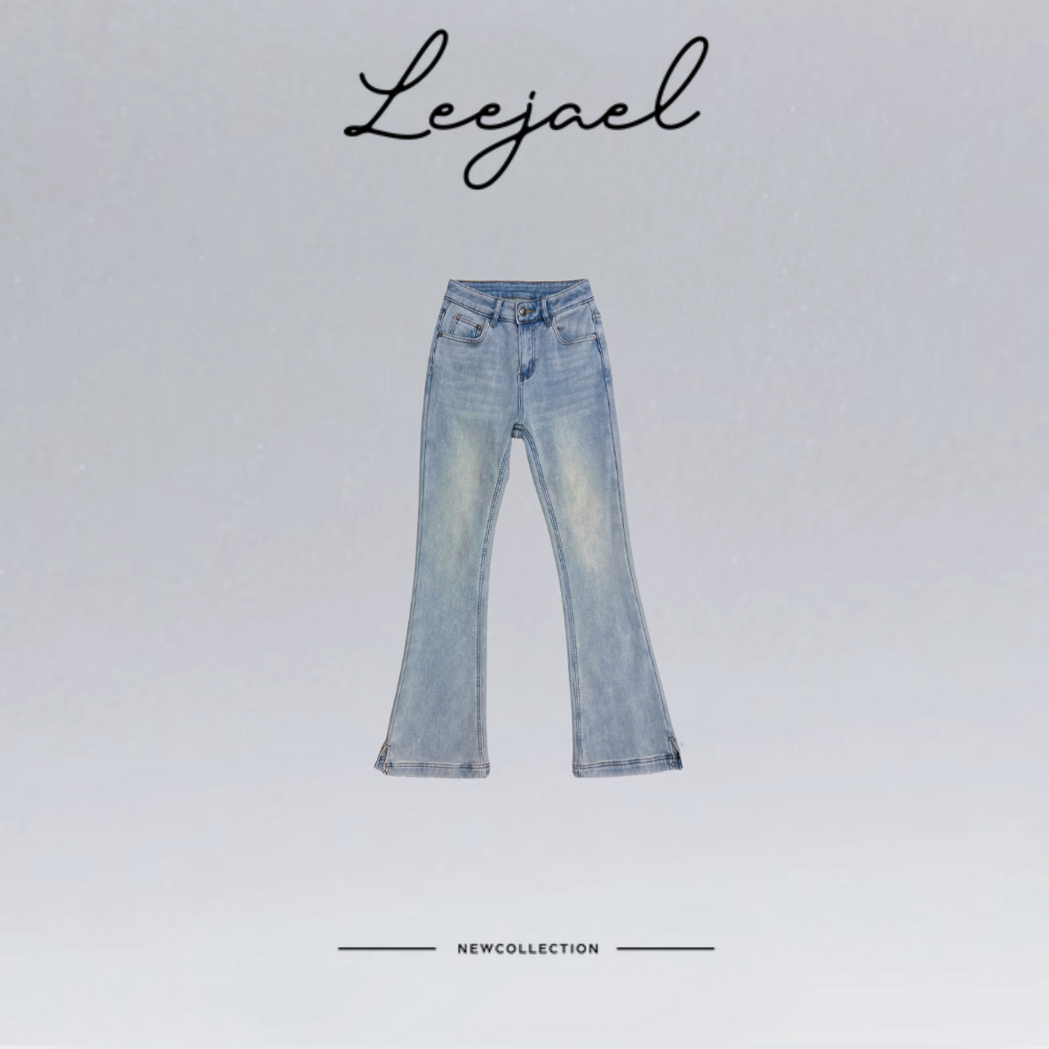 Lejeal欧货精致时尚气质显瘦加绒微喇牛仔裤 LJE-H09#
