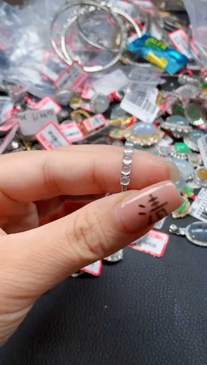 银S925镶嵌戒指翡翠天然A货缅甸翡翠